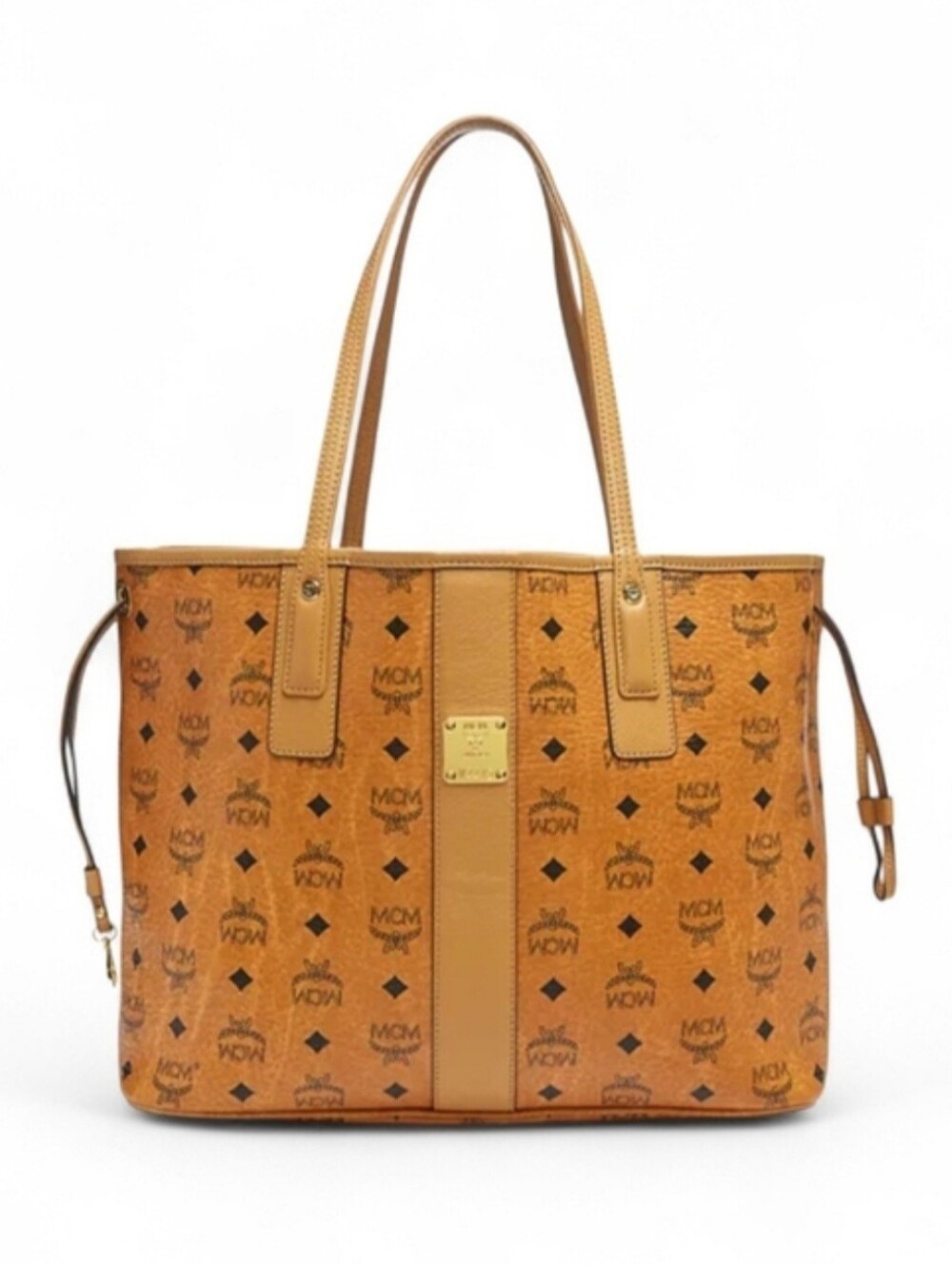 MCM Cognac Visetos Leather Tote Bag
